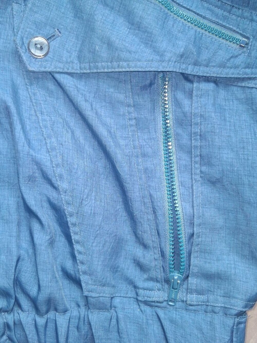 Vintage 80s Gallery Blue Utility Field Jacket Mens M Striped Multi-Pocket